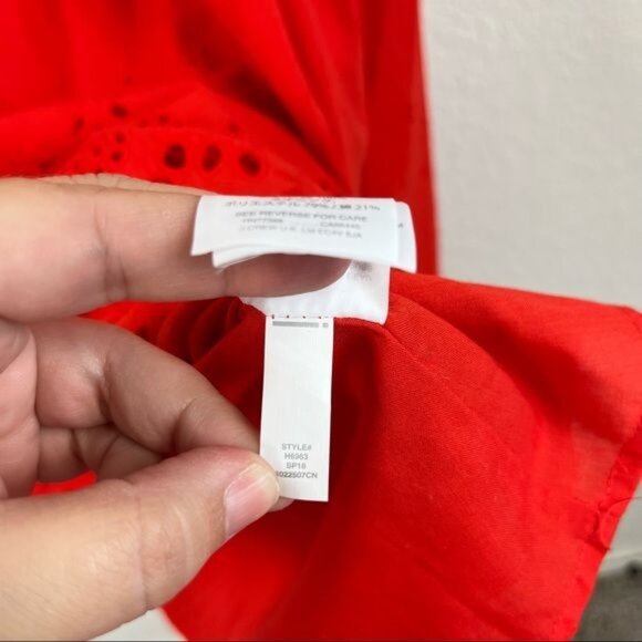 Madewell Eyelet Lattice Dress Peplum Eyelet V Neck Swing - Picture 9 of 10